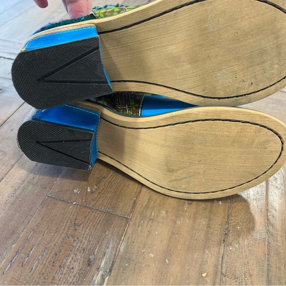 Socofy Women's Splicing Bohemia Leather Knit Block Heel Ankle Boots Blue US 6.5 - Picture 11 of 12